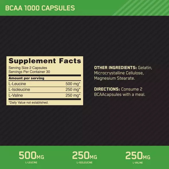 Optimum Nutrition BCAA 1000 60 Capsules (30 Servings) Egypt | 0461837-EL