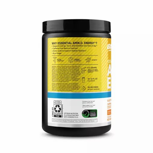 Optimum Nutrition Essential AMIN.O. ENERGY + Electrolytes *new* Sun-kissed Citrus 0.63 lb (30 Servings) Egypt | 6143270-NF