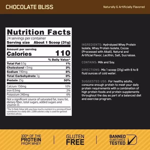 Optimum Nutrition GOLD STANDARD® 100% Isolate Chocolate Bliss 3 lb (44 Servings) Egypt | 7580612-QT