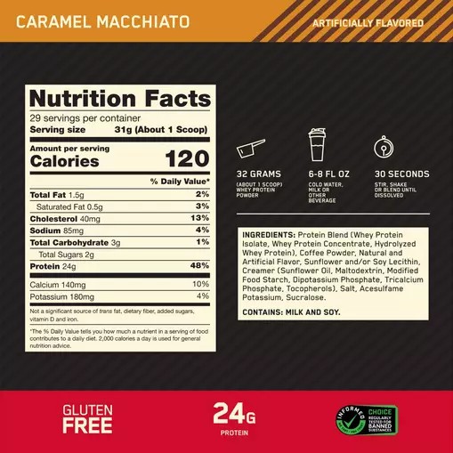 Optimum Nutrition GOLD STANDARD 100% WHEY™ *new* Caramel Macchiato 2 lb (28 Servings) Egypt | 8167392-JZ