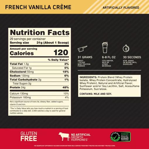 Optimum Nutrition GOLD STANDARD 100% WHEY™ French Vanilla Creme 2 lb (29 Servings) Egypt | 1830495-XK