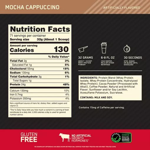 Optimum Nutrition GOLD STANDARD 100% WHEY™ Mocha Cappuccino 5 lb (71 Servings) Egypt | 3812045-LR