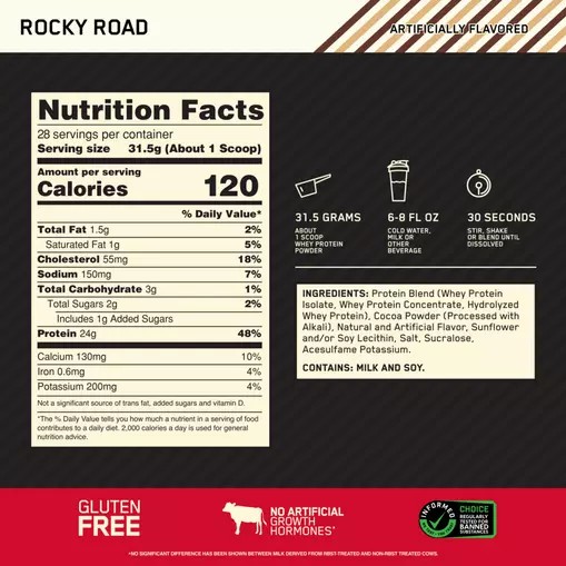 Optimum Nutrition GOLD STANDARD 100% WHEY™ Rocky Road 2 lb (28 Servings) Egypt | 1625734-RK