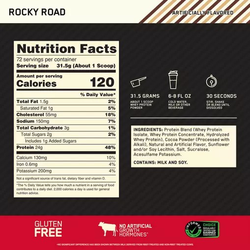 Optimum Nutrition GOLD STANDARD 100% WHEY™ Rocky Road 5 lb (72 Servings) Egypt | 3142965-FT