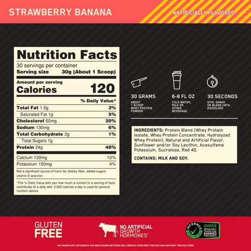 Optimum Nutrition GOLD STANDARD 100% WHEY™ Strawberry Banana 2 lb (30 Servings) Egypt | 2713605-OP