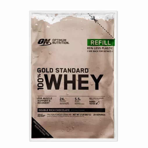 Optimum Nutrition GOLD STANDARD 100% WHEY™ Recyclable Refill Bag Double Rich Chocolate 2 lb (29 Servings) Egypt | 5941236-XG