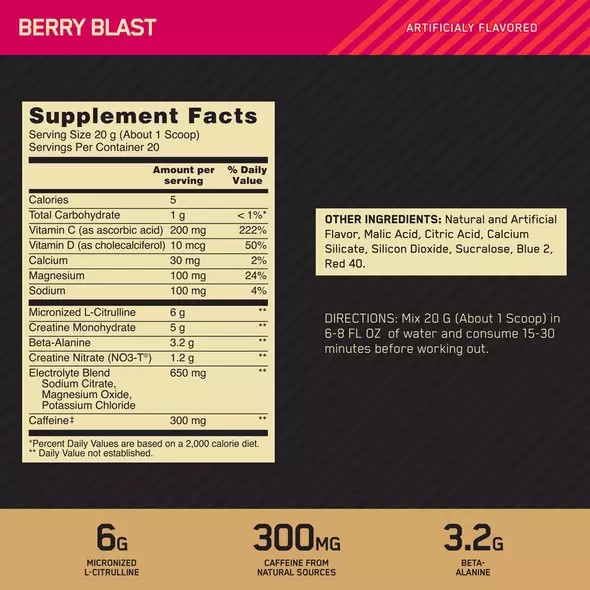 Optimum Nutrition GOLD STANDARD® Pre Advanced Berry Blast 0.88 lb (20 Servings) Egypt | 5732968-IE