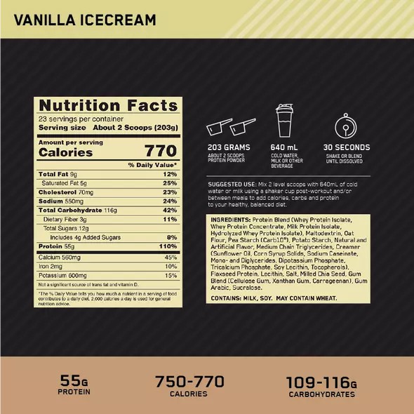 Optimum Nutrition Gold Standard Gainer Vanilla 4.67kg Egypt | 5061483-IE