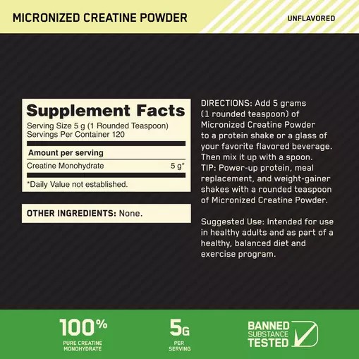 Optimum Nutrition Micronized Creatine Powder Unflavored 1.32 lb (120 Servings) Egypt | 6540739-EB