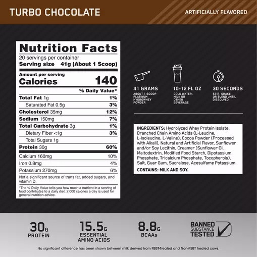 Optimum Nutrition PLATINUM HYDROWHEY™ Turbo Chocolate 1.8 lb - Notify me Egypt | 9568741-PM