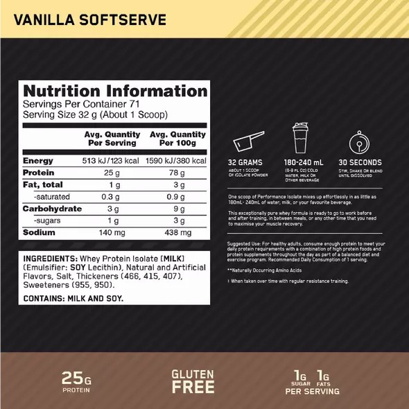 Optimum Nutrition Performance Isolate Vanilla 2.27kg Egypt | 3024986-RV